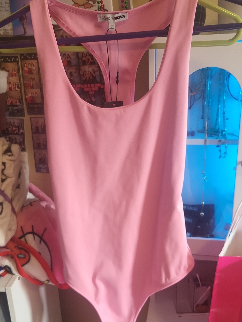 Fashion Nova Light Pink Scoop Neck Bodysuit